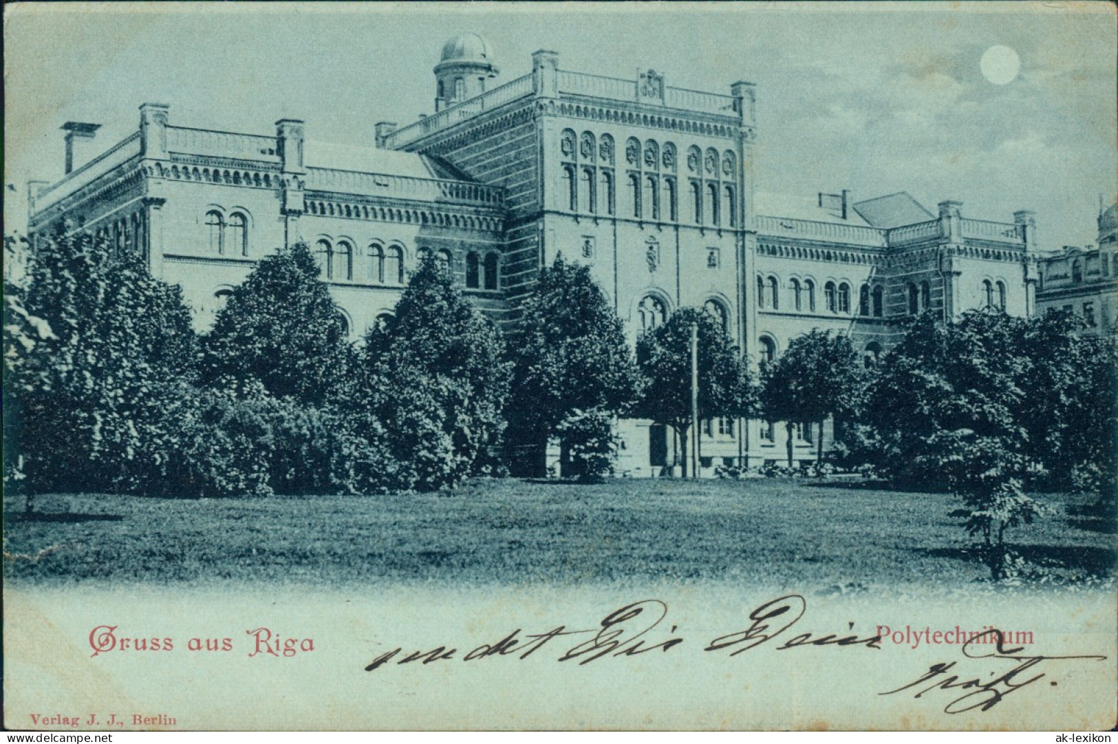 Postcard Riga Rīga Ри́га Polytechnikum Mondscheinlitho 1899 - Letonia