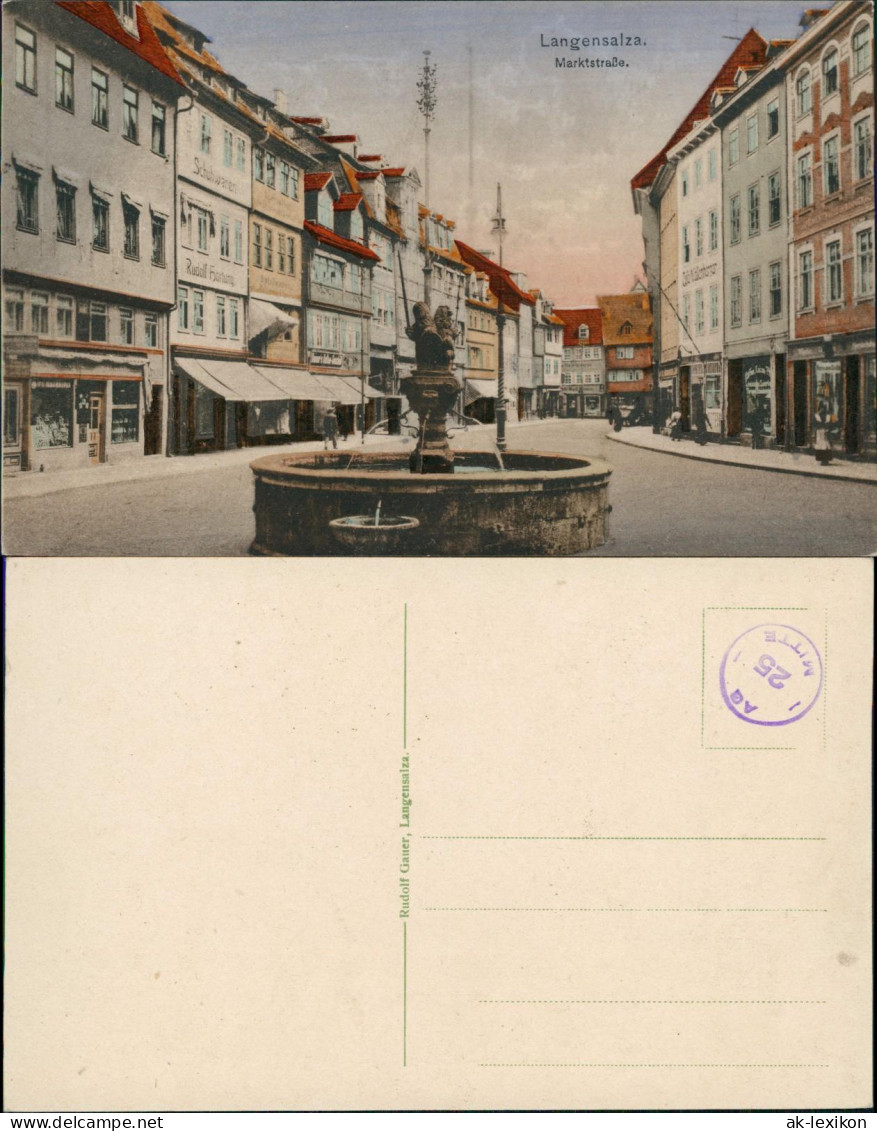 Ansichtskarte Bad Langensalza Marktstraße, Geschäfte 1913 - Bad Langensalza