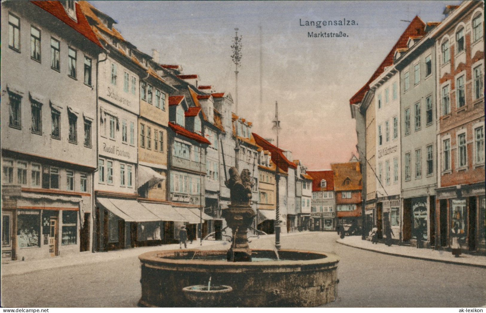 Ansichtskarte Bad Langensalza Marktstraße, Geschäfte 1913 - Bad Langensalza