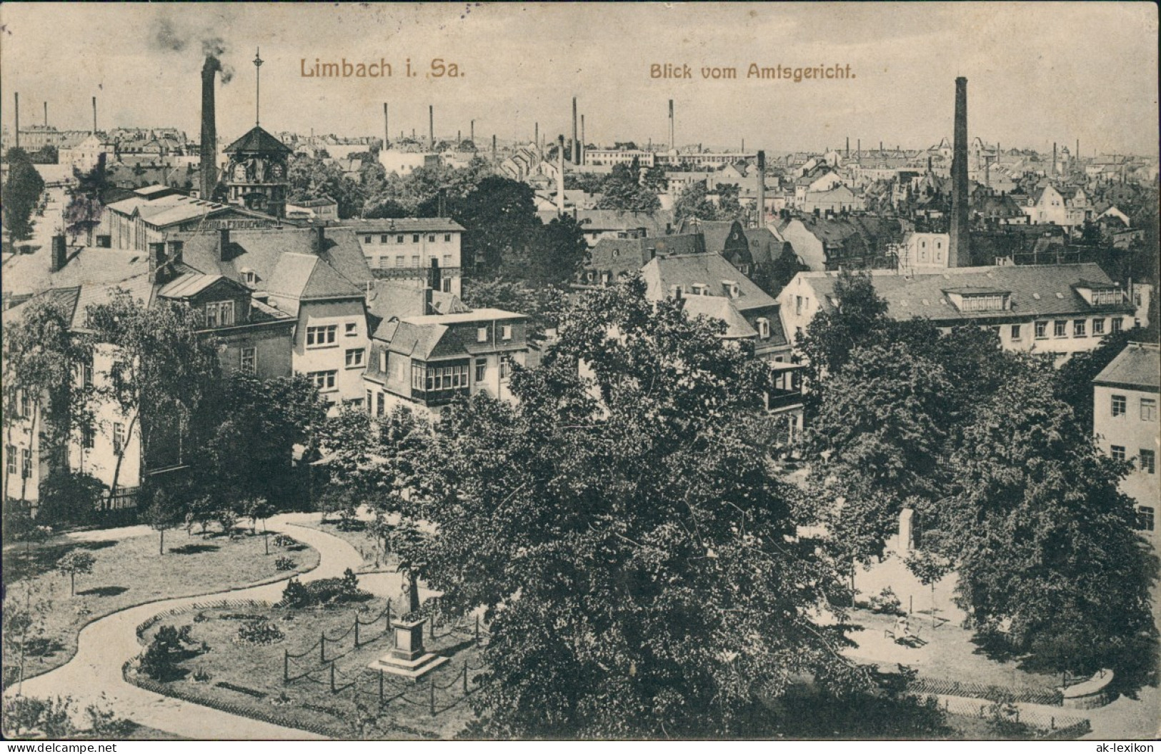 Ansichtskarte Limbach-Oberfrohna Blick Vom Amtsgericht 1916  Gel. Feldpost - Limbach-Oberfrohna