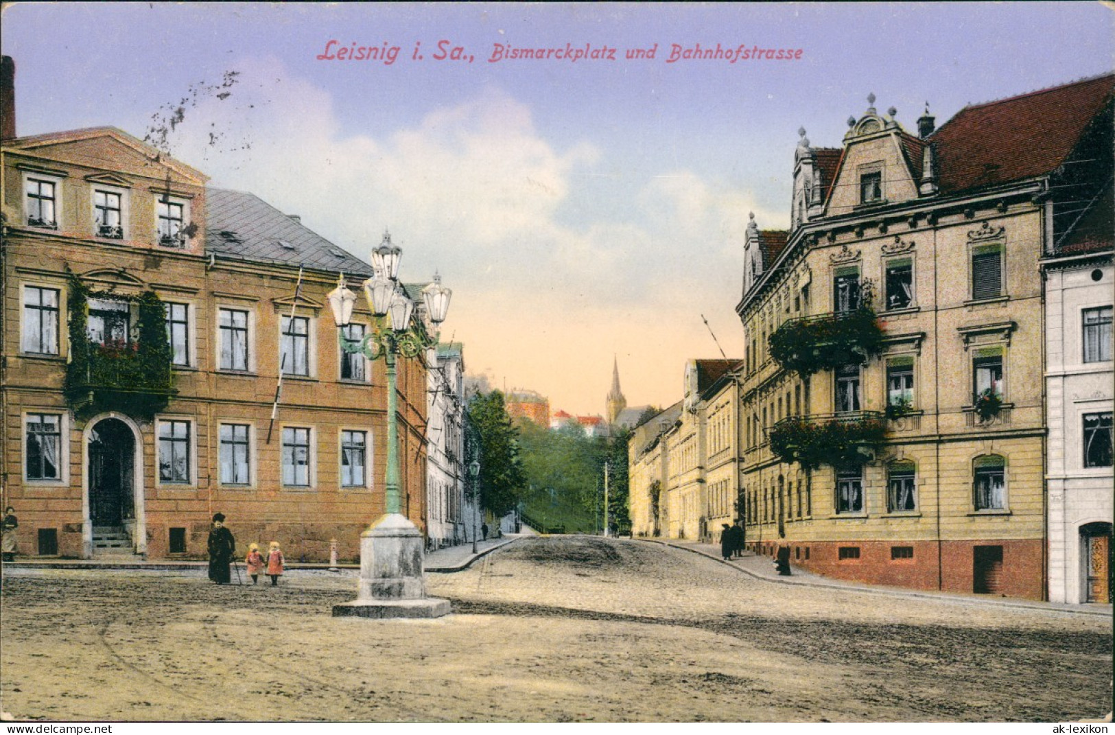 Ansichtskarte Leisnig Bismarckplatz Und Bahnhofstrasse 1915  Gel. Feldpost - Leisnig