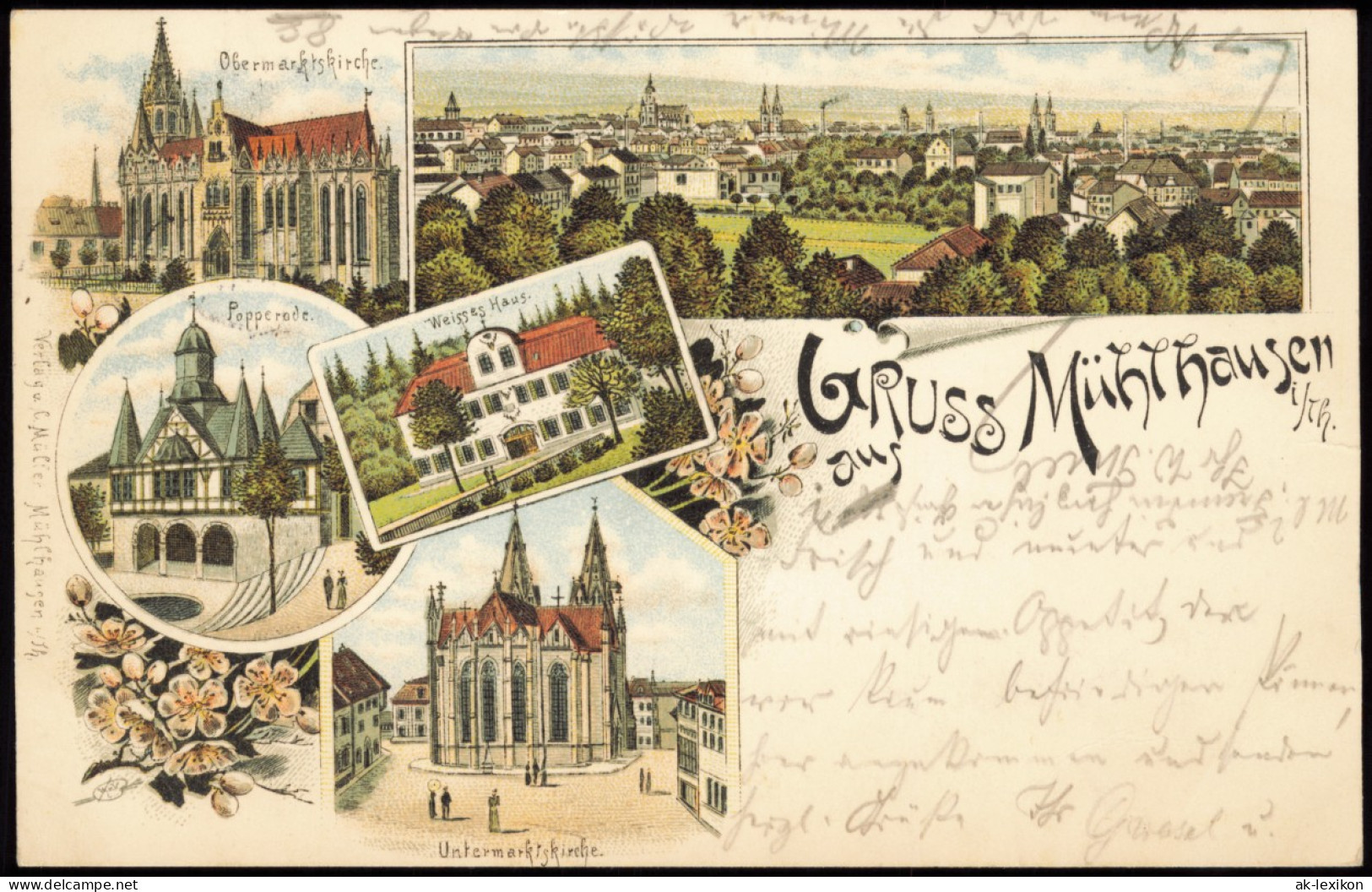 Litho AK Mühlhausen (Thüringen) Gruss Aus Popperode, Stadt, Weisses Haus 1897 - Mühlhausen
