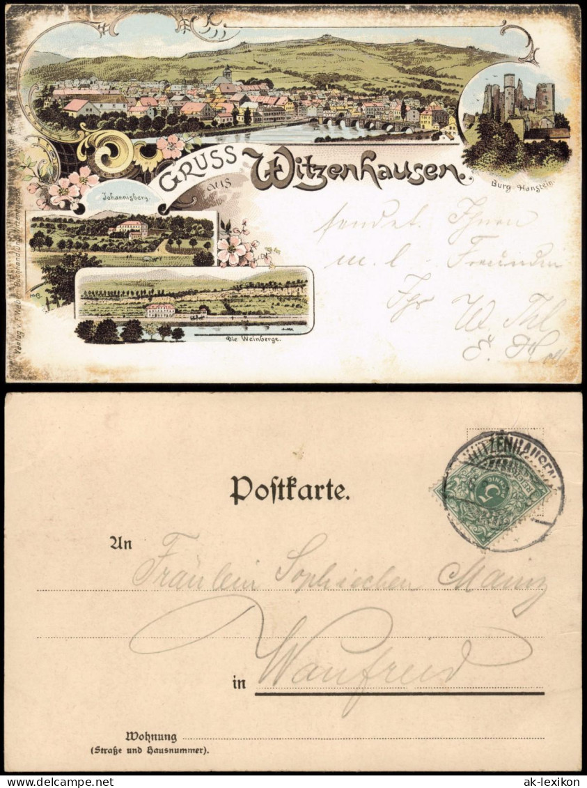Ansichtskarte Litho AK Witzenhausen Gruss Aus... Stadt, Weinberge 1898 - Witzenhausen