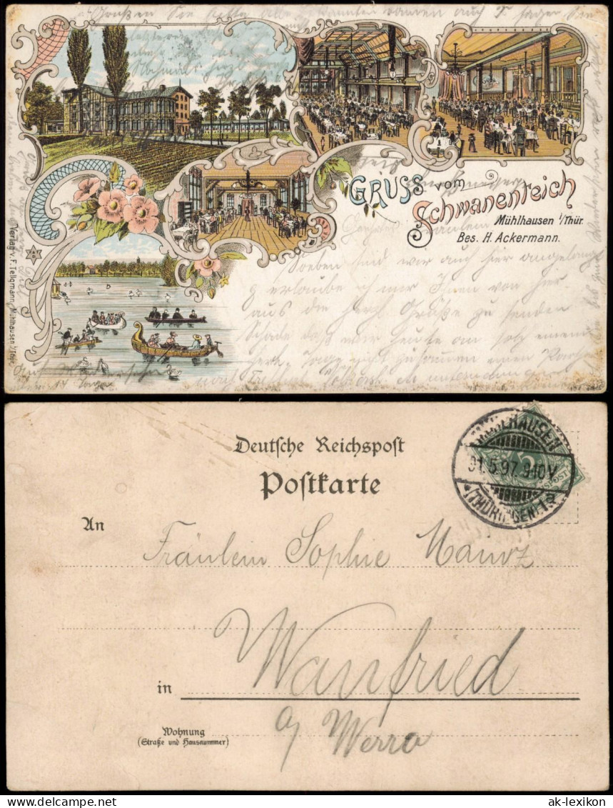 Litho AK Mühlhausen (Thüringen) Gruss Vom Restauration Schwanenteich 1897 - Mühlhausen