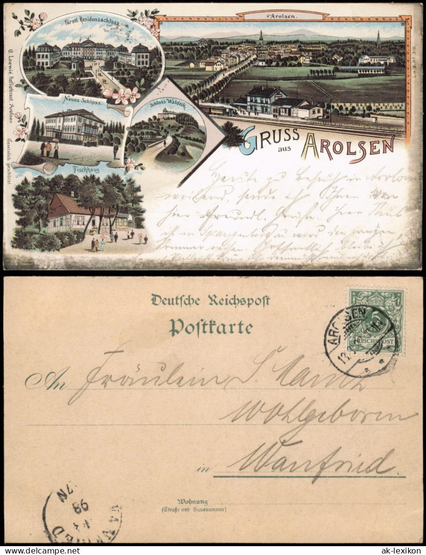 Ansichtskarte Litho AK Bad Arolsen Gruss Aus... Bahnhof Stadt 1897 - Bad Arolsen