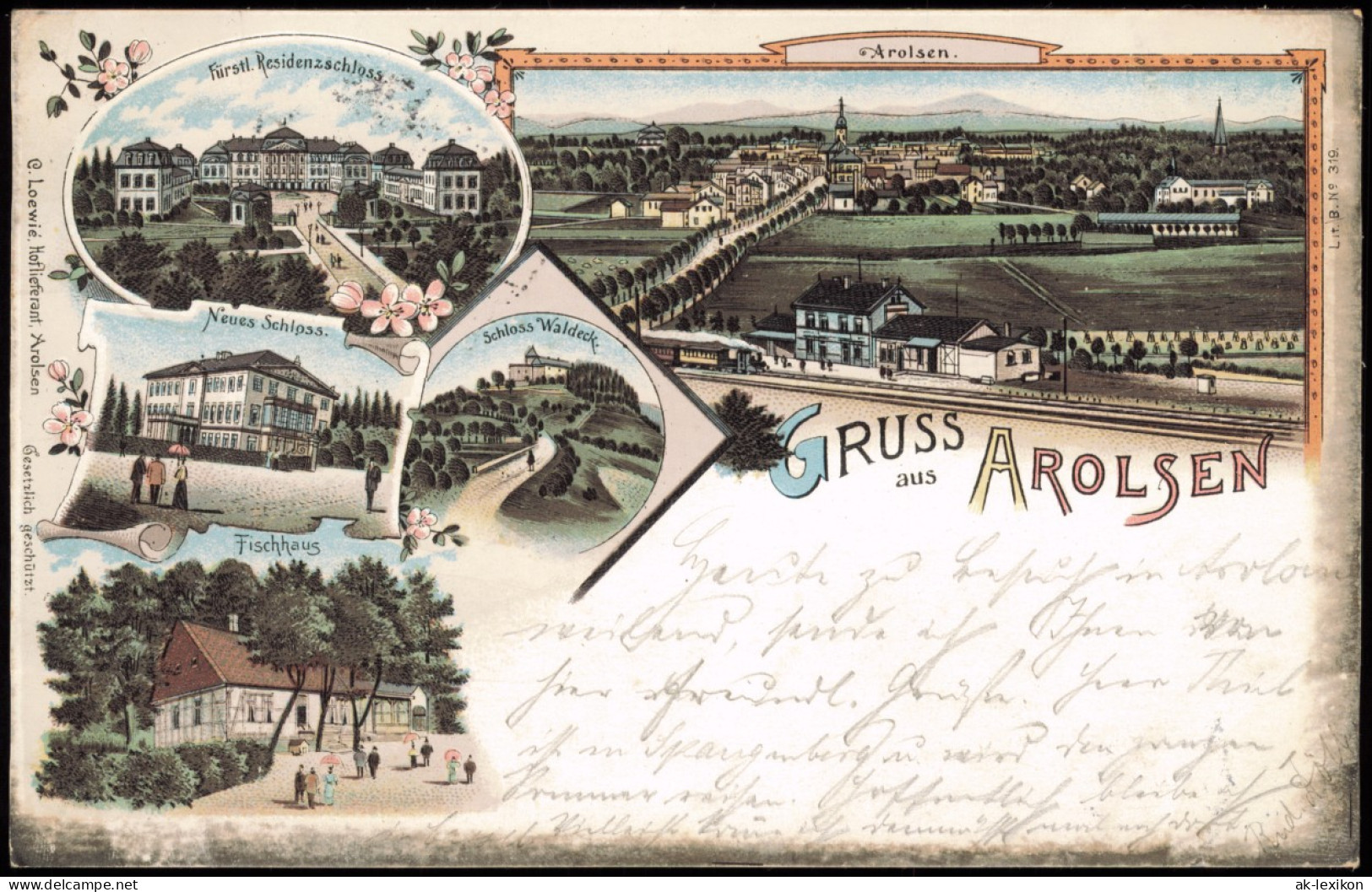 Ansichtskarte Litho AK Bad Arolsen Gruss Aus... Bahnhof Stadt 1897 - Bad Arolsen
