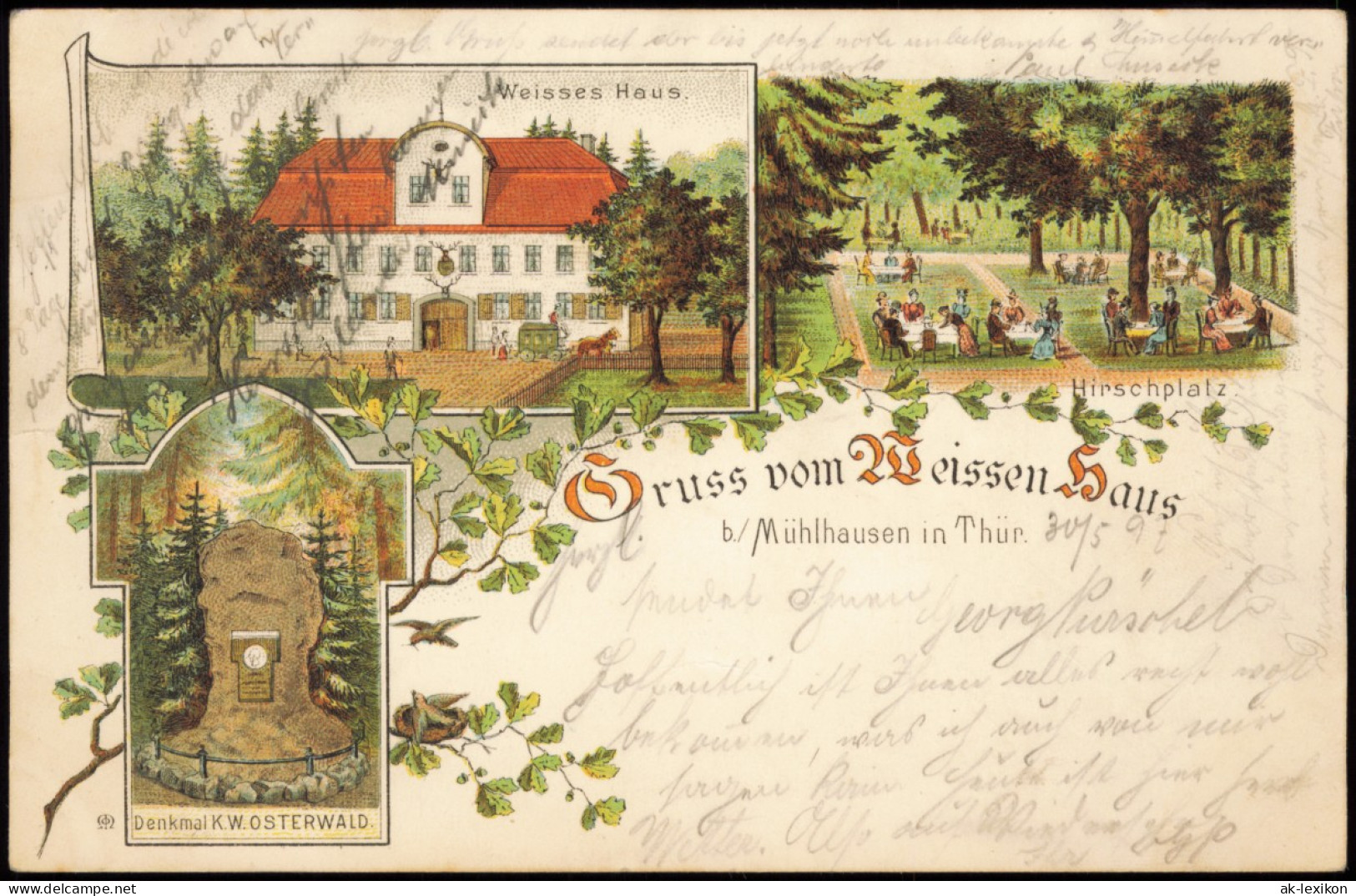 Ansichtskarte Litho AK Mühlhausen (Thüringen) Gruss Vom Weissen Haus 1897 - Mühlhausen