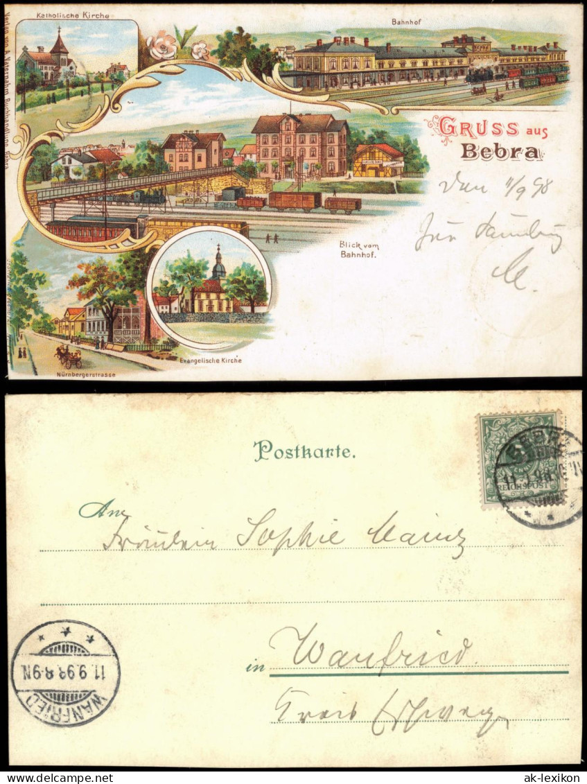 Ansichtskarte Litho AK Bebra Gruss Aus... Bahnhof, Nürnbergerstraße 1898 - Bebra