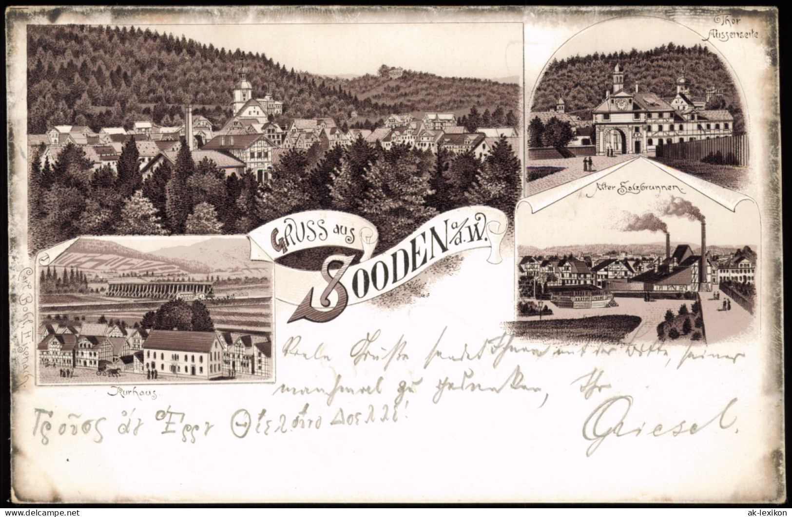 Litho AK Bad Sooden-Bad Sooden-Allendorf Gruss Aus... Stadt, Salzbrunnen 1897 - Bad Sooden-Allendorf