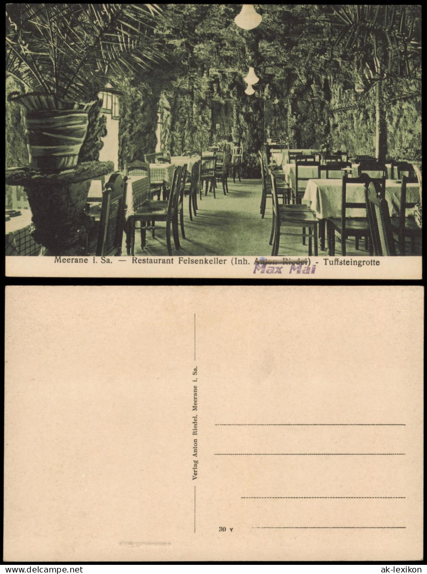 Ansichtskarte Meerane Restaurant Felsenkeller Tuffsteingrotte 1913 - Meerane