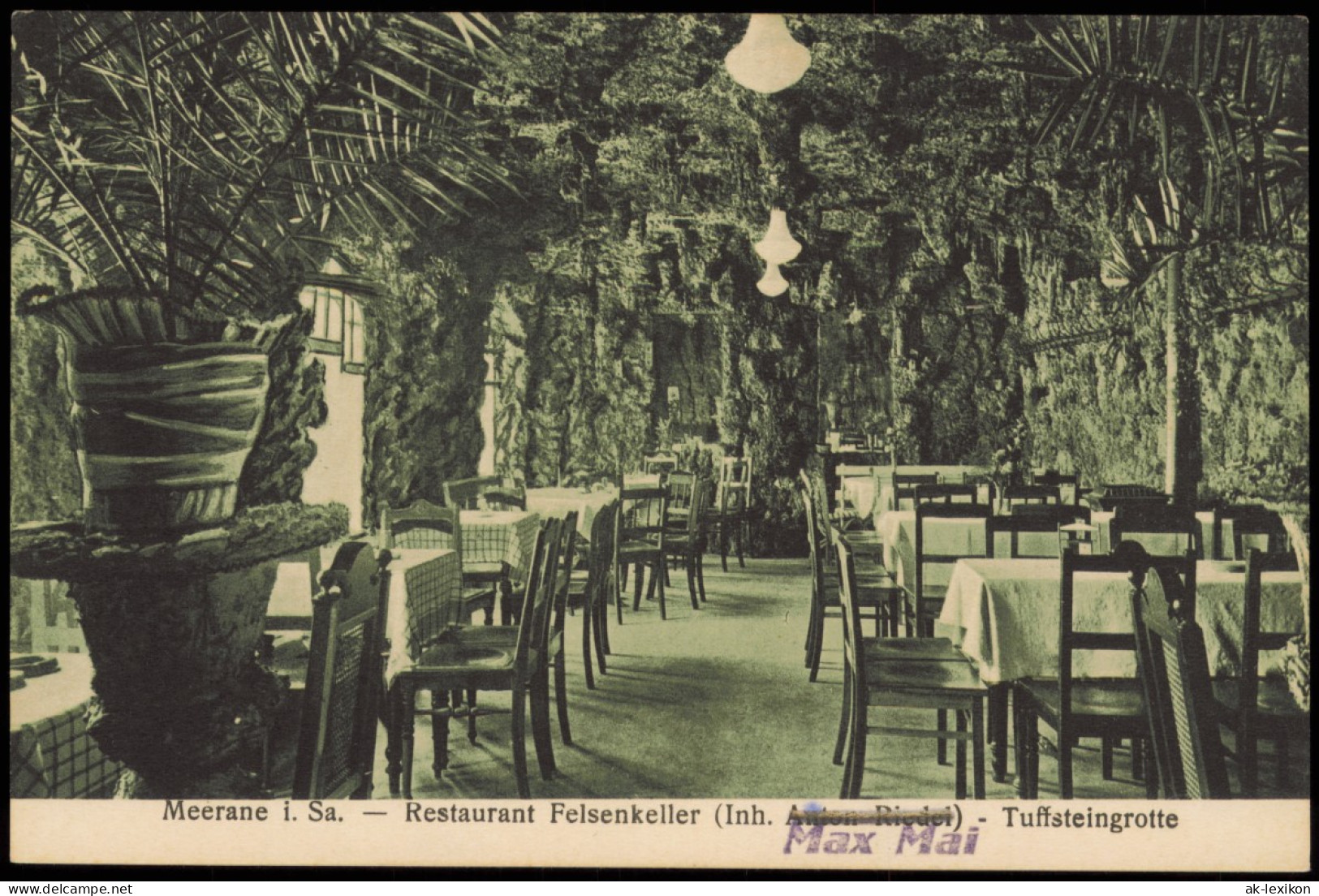 Ansichtskarte Meerane Restaurant Felsenkeller Tuffsteingrotte 1913 - Meerane