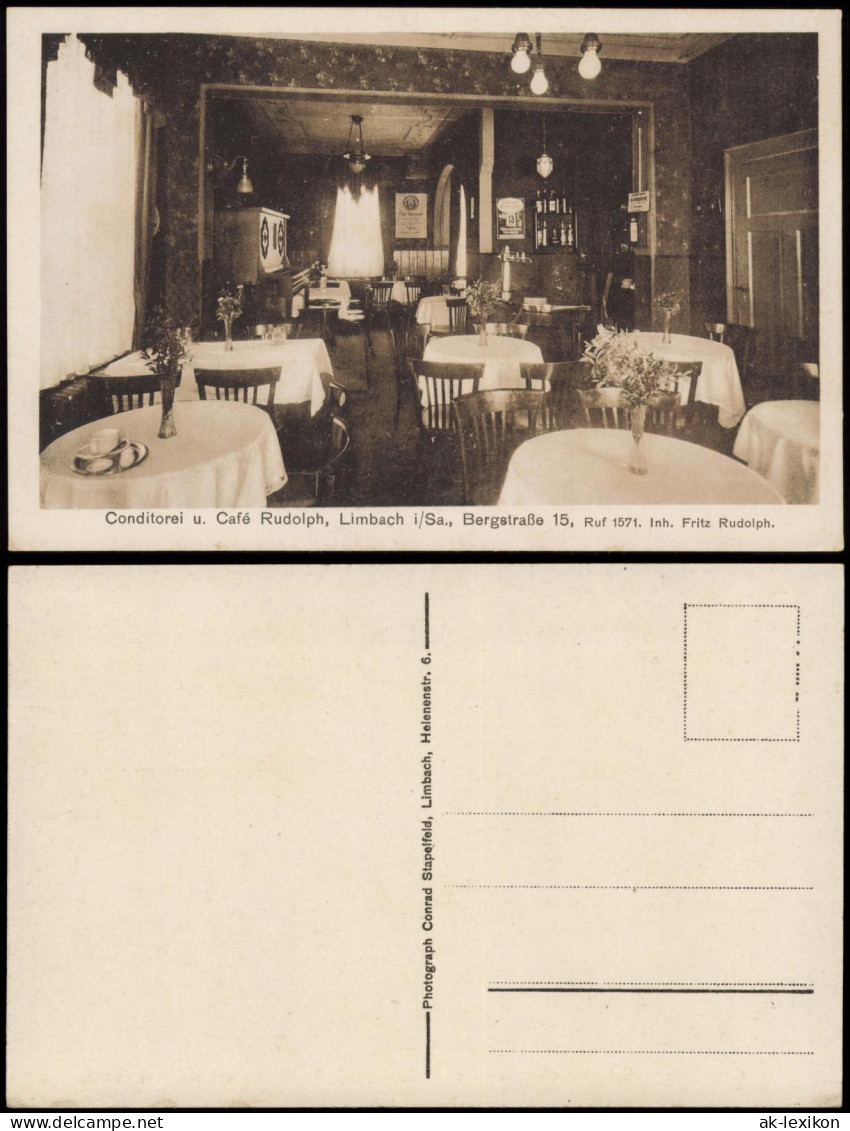 Mittelfrohna-Limbach-Oberfrohna Conditorei U. Café Rudolph Bergstraße 16 1926 - Limbach-Oberfrohna