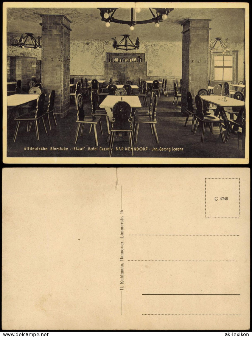 Ansichtskarte Bad Nenndorf Altdeutsche Bierstube Staat. Hotel Cassel 1932 - Bad Nenndorf