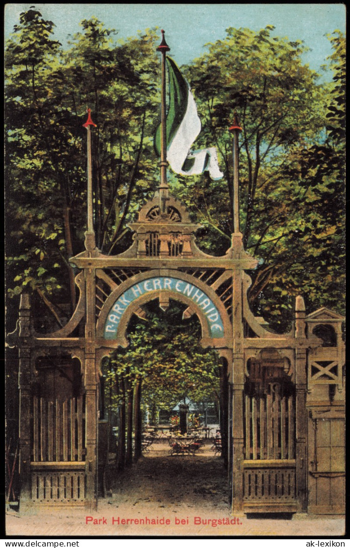 Ansichtskarte Burgstädt Park Herrenhaide - Eingang Restauration 1925 - Burgstädt