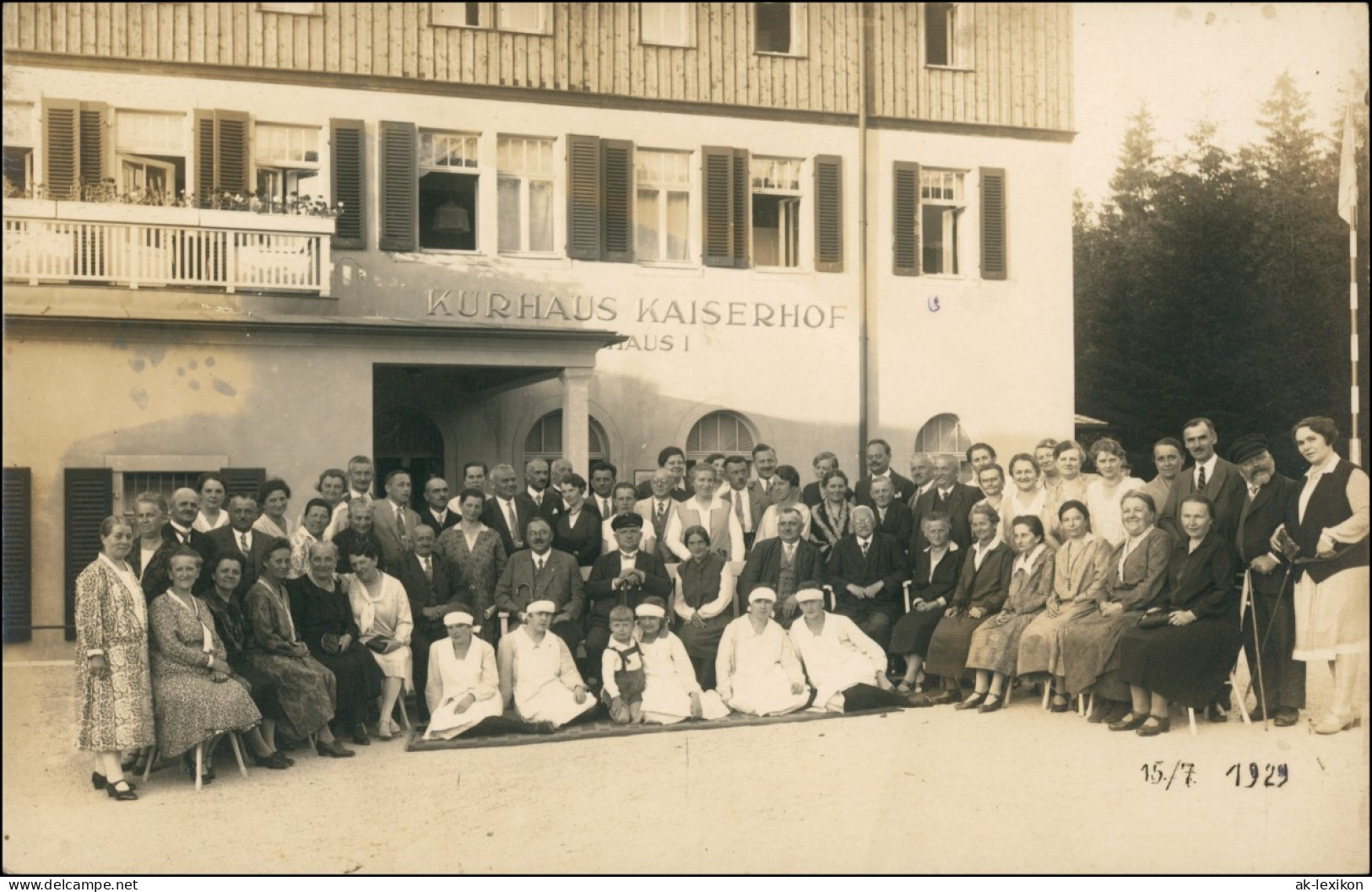 Ansichtskarte Dippoldiswalde Gruppenbild Vor Kurhaus Kaiserhof 1929 - Dippoldiswalde