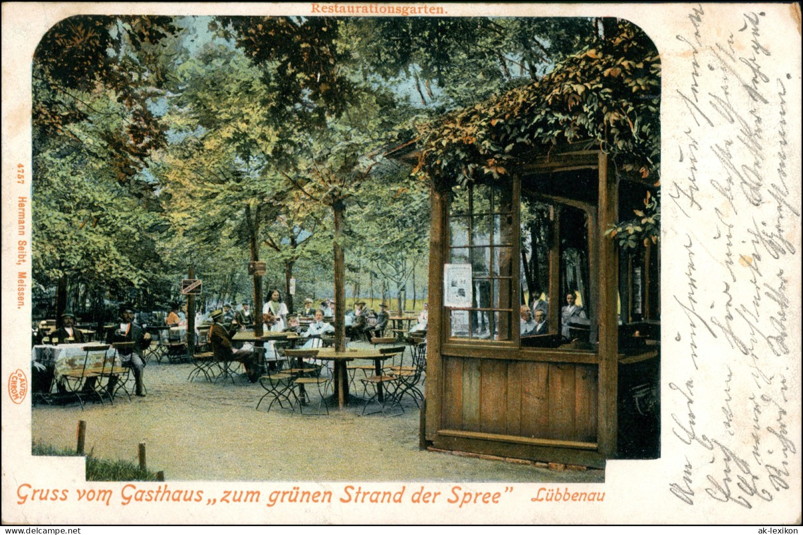 Lübbenau (Spreewald) Lubnjow Gasthaus Zum Grünen Strand Der Spree 1908 - Lübbenau