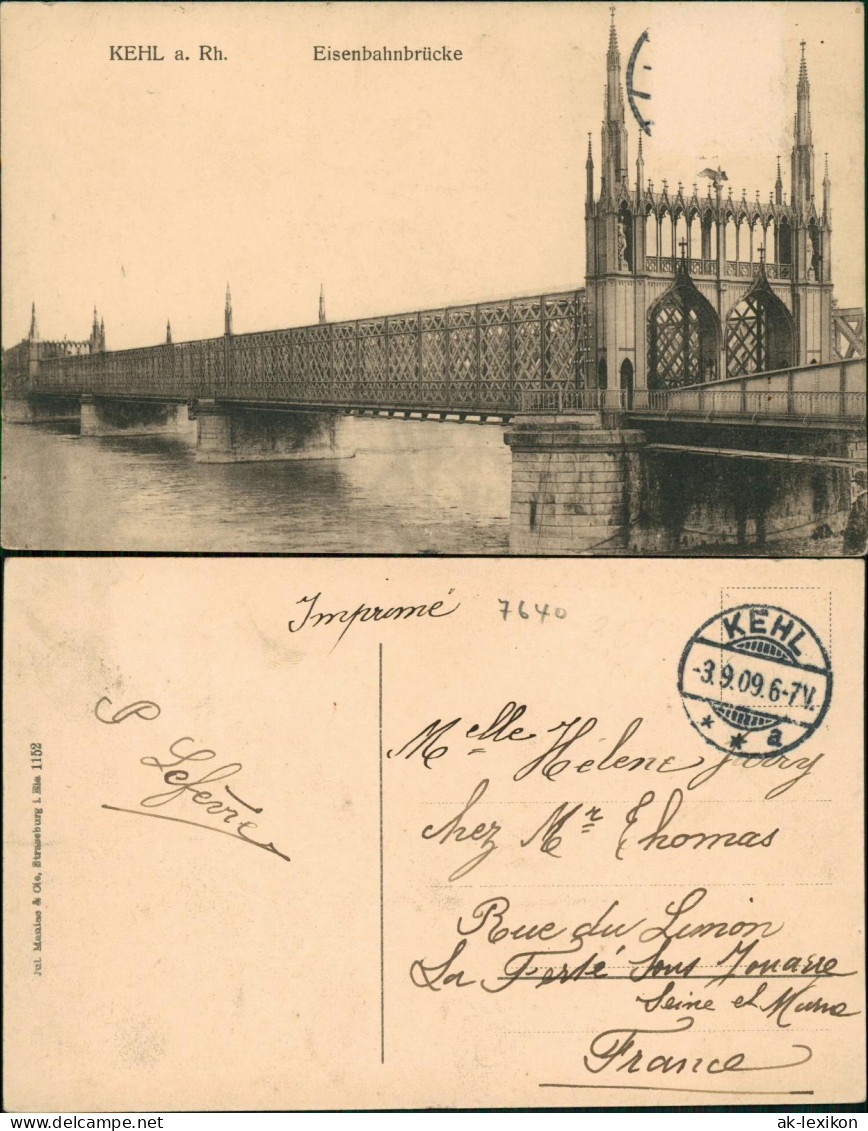 Ansichtskarte Kehl (Rhein) Eisenbahnbrücke 1909 - Kehl