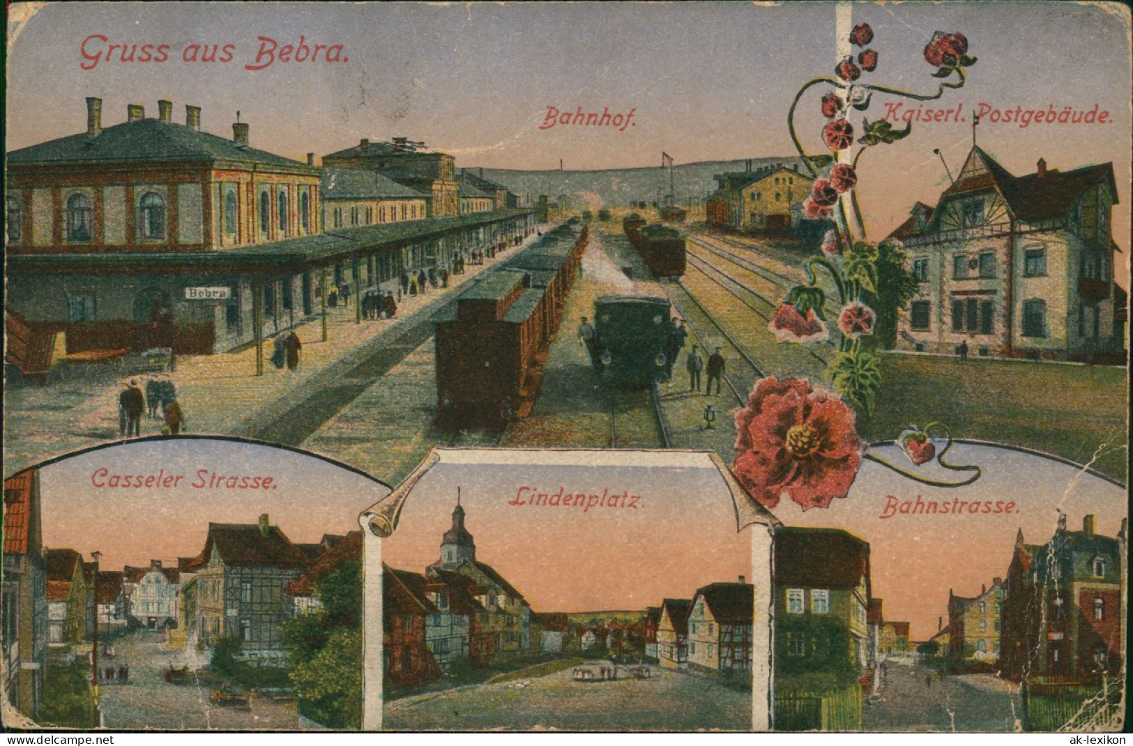 Ansichtskarte Bebra Casseler Strasse. Bahnhof. Lindenplatz 1918 - Bebra