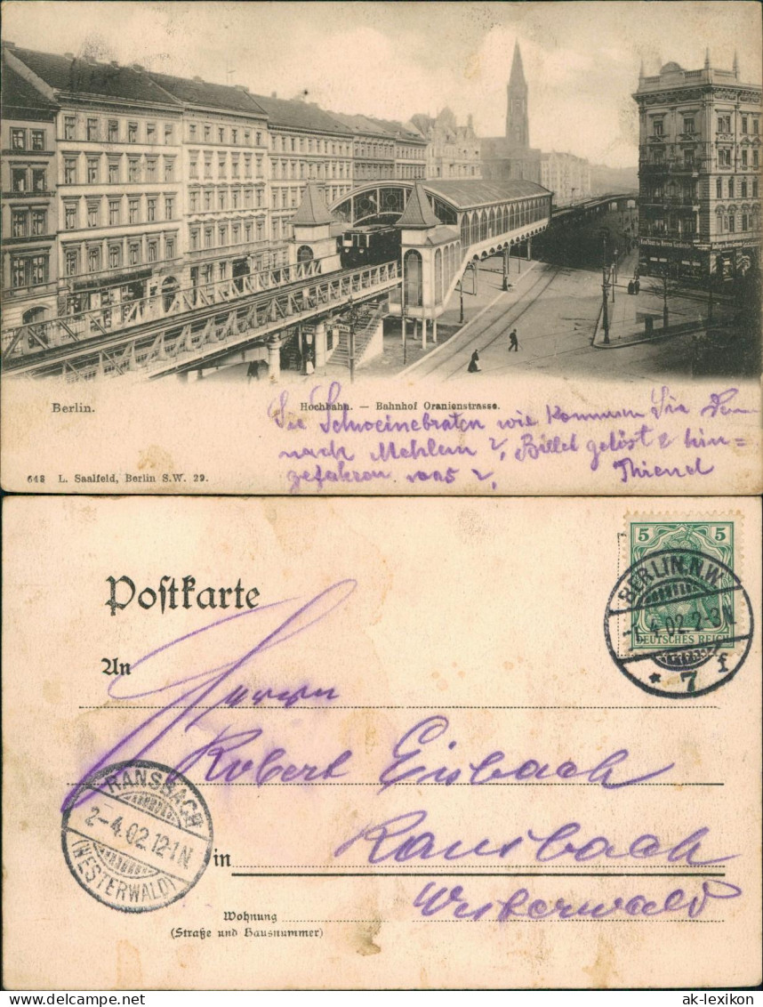 Ansichtskarte Kreuzberg-Berlin Hochbahn. - Bahnhof Oranienstrasse. 1902 - Kreuzberg