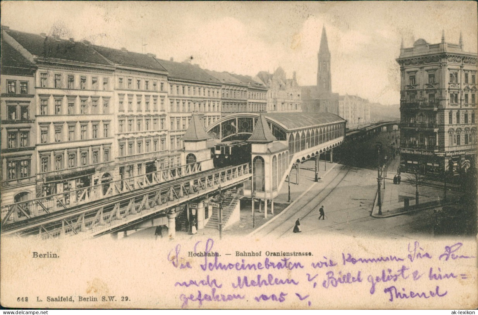 Ansichtskarte Kreuzberg-Berlin Hochbahn. - Bahnhof Oranienstrasse. 1902 - Kreuzberg