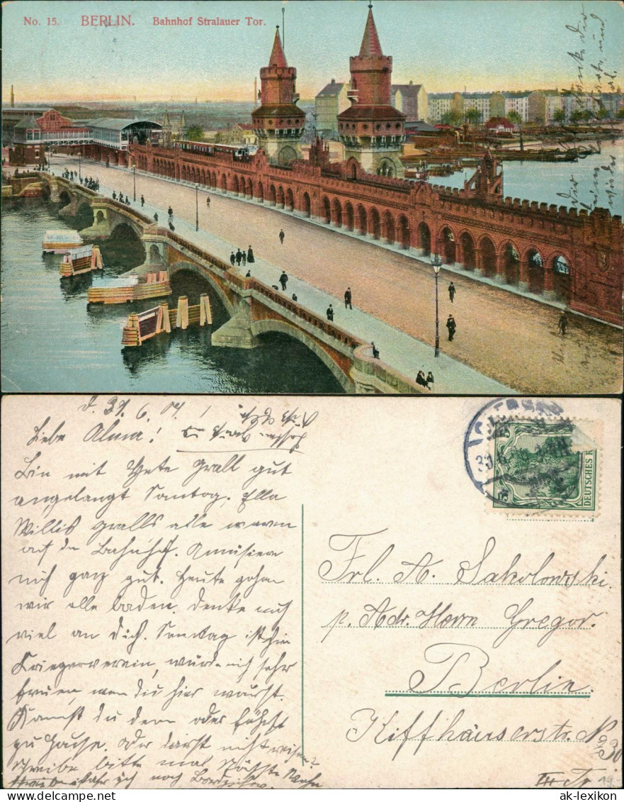 Ansichtskarte Friedrichshain-Berlin Bahnhof Stralauer Tor. 1909 - Friedrichshain