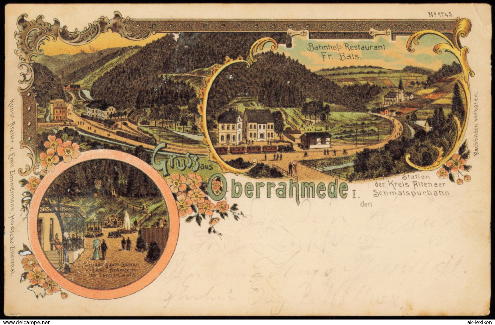 Litho AK Oberrahmede-Lüdenscheid Gruss Aus... Stadt, Bahnhof 1907 - Luedenscheid