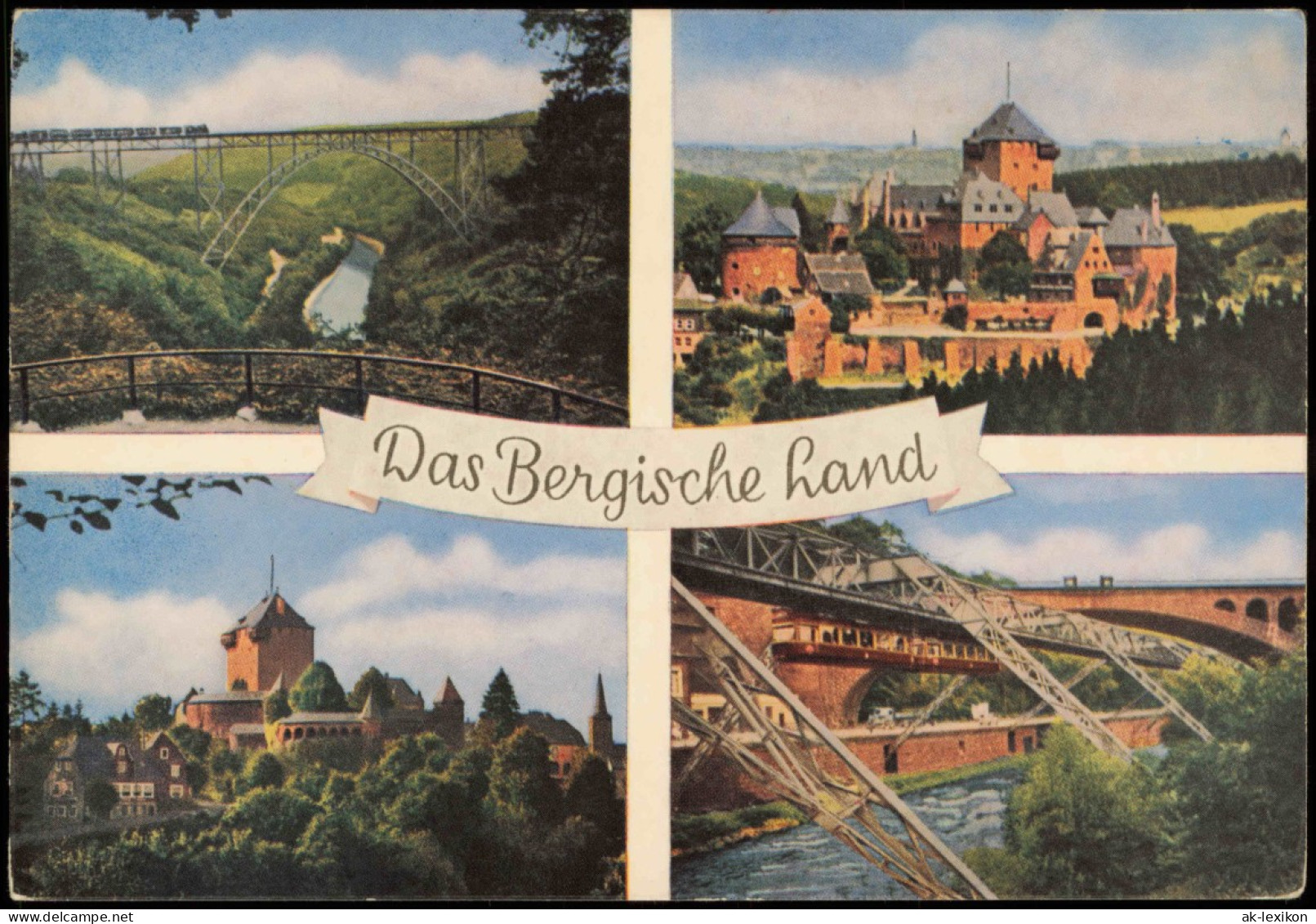 Ansichtskarte Remscheid 4 Bild Bergisches Land Schwebebahn Brücke 1957 - Remscheid