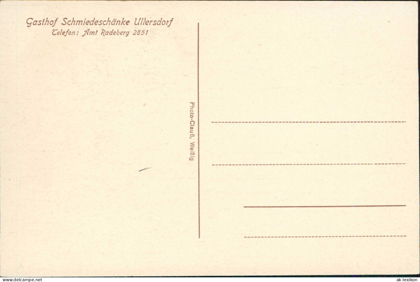 Ansichtskarte Ullersdorf-Radeberg Gasthof Schmiedeschänke 2 Bild Innen 1914 - Radeberg