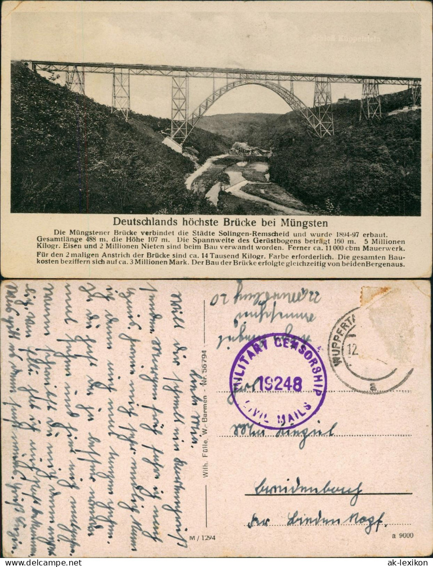Remscheid Müngstener Brücke 1945  Militär Zensurstempel Military Censorship - Remscheid