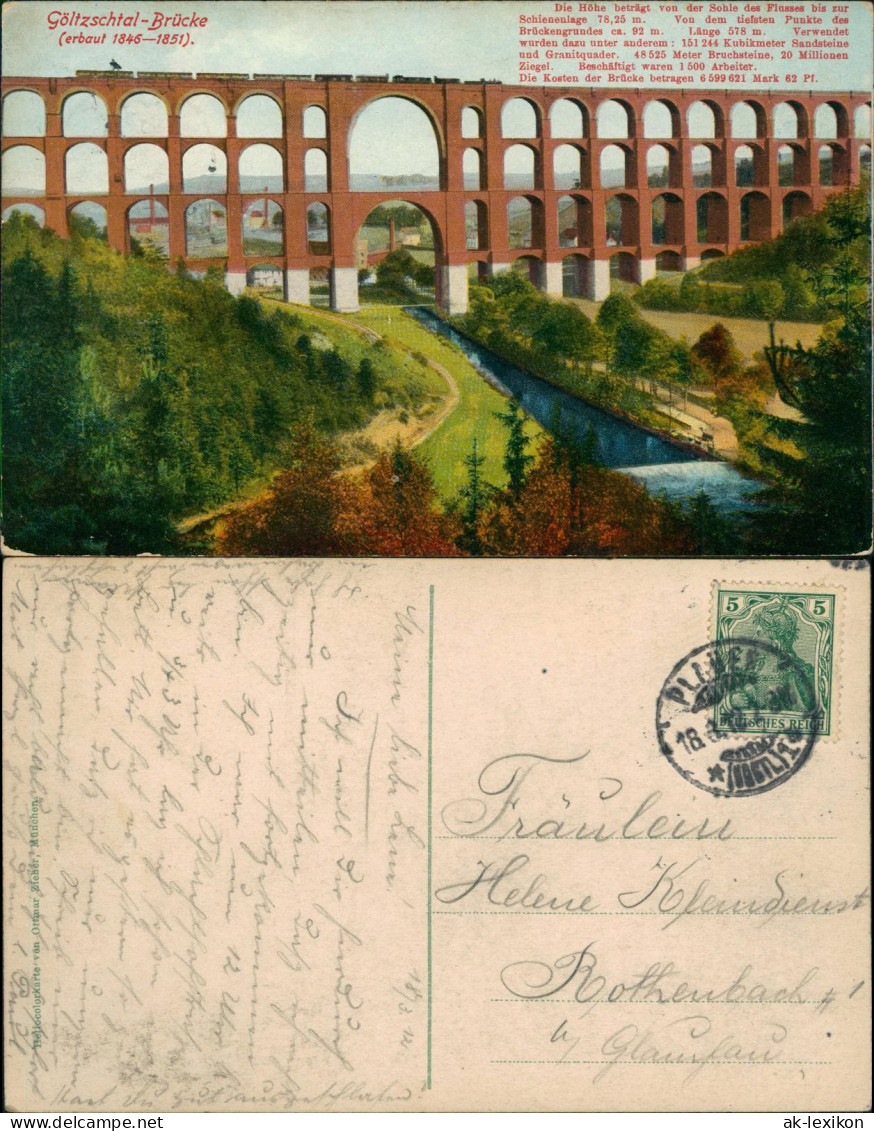 Ansichtskarte Mylau-Reichenbach (Vogtland) Göltzschtalbrücke 1912 - Mylau