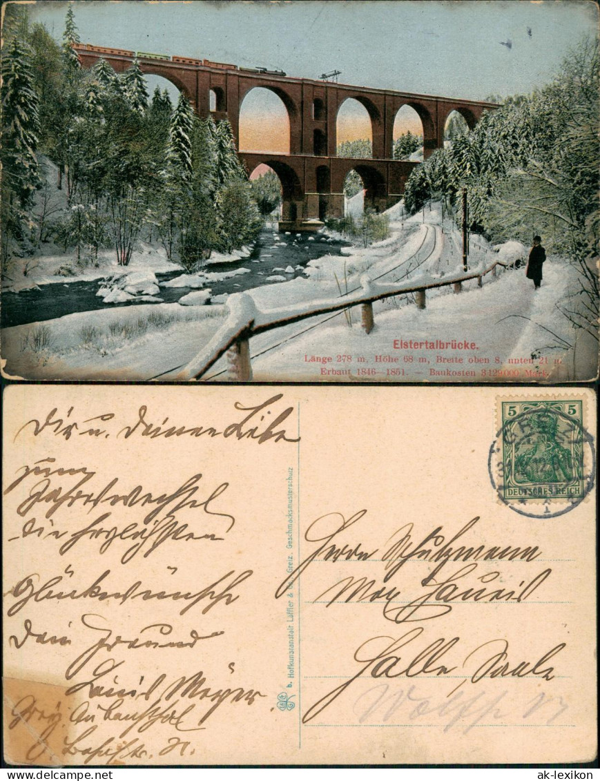 Ansichtskarte Jocketa-Pöhl Elstertalbrücke Im Winter 1912 - Pöhl