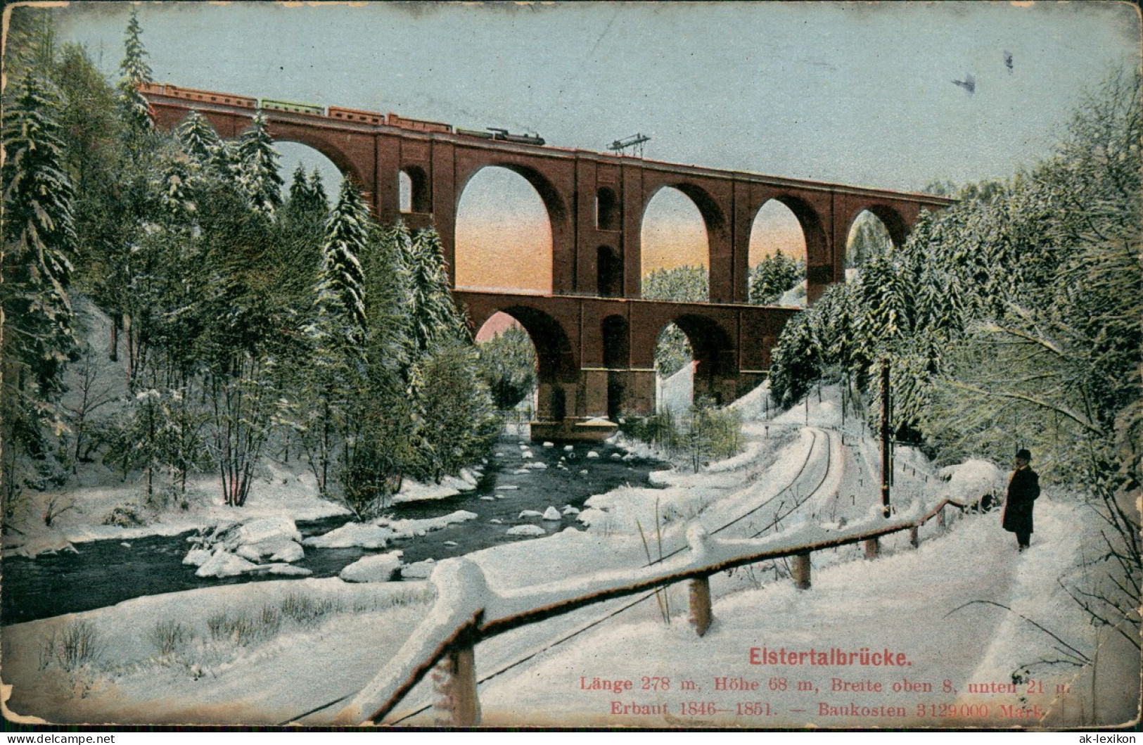 Ansichtskarte Jocketa-Pöhl Elstertalbrücke Im Winter 1912 - Pöhl