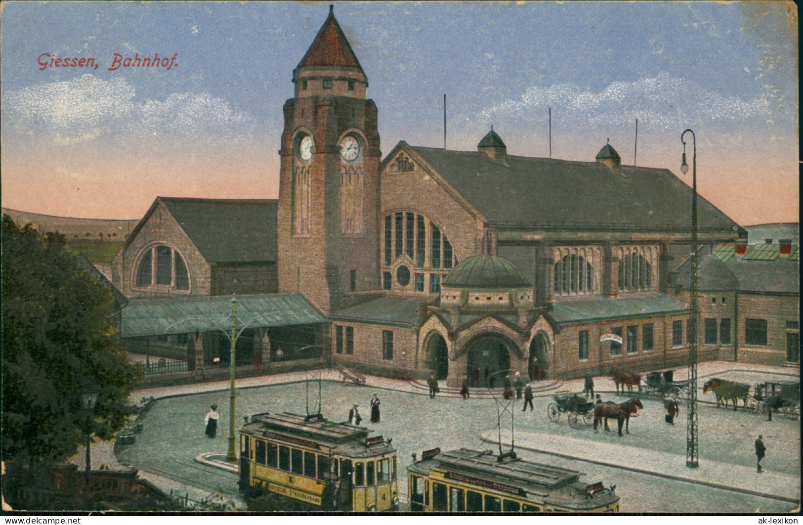 Ansichtskarte Gießen Bahnhof, Straßenbahn 1922 - Giessen