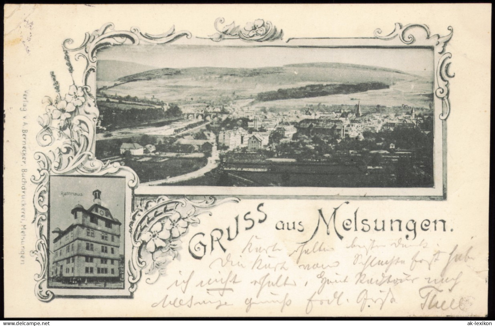Ansichtskarte Melsungen 2 Bild. Stadt Und Rathaus 1898 - Melsungen