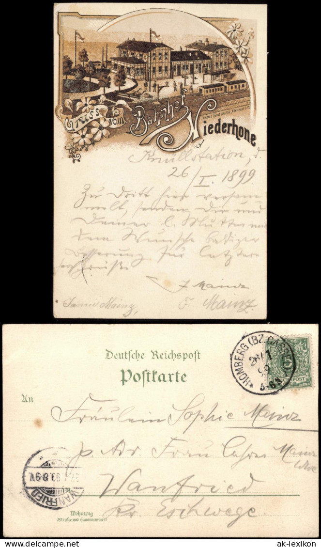 Ansichtskarte Litho AK Niederhone-Eschwege Gruss Vom... Bahnhof 1899 - Eschwege