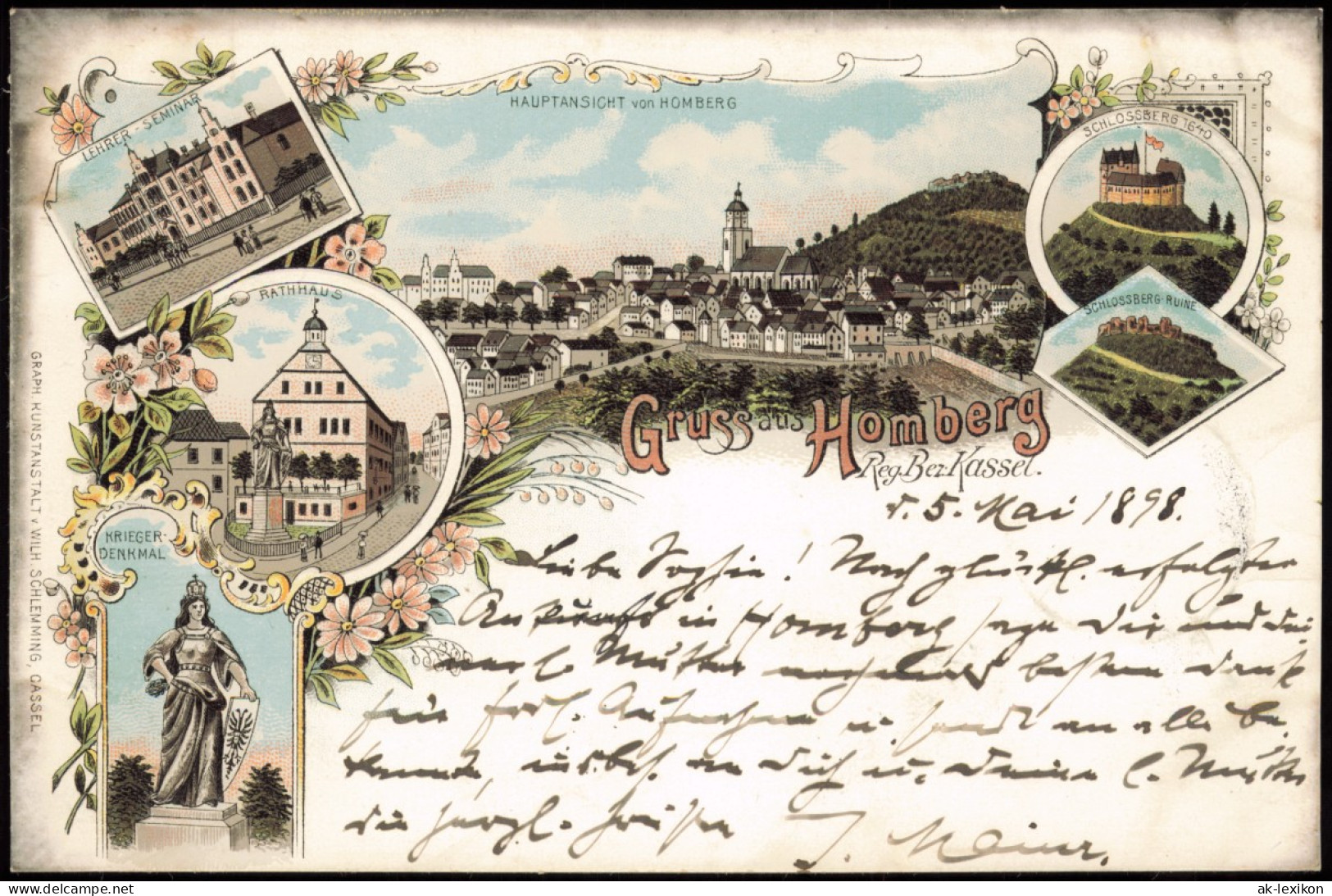 Ansichtskarte Homberg (Efze) Litho AK Kriegerdenkmal, Stadt, Seminar 1898 - Homberg