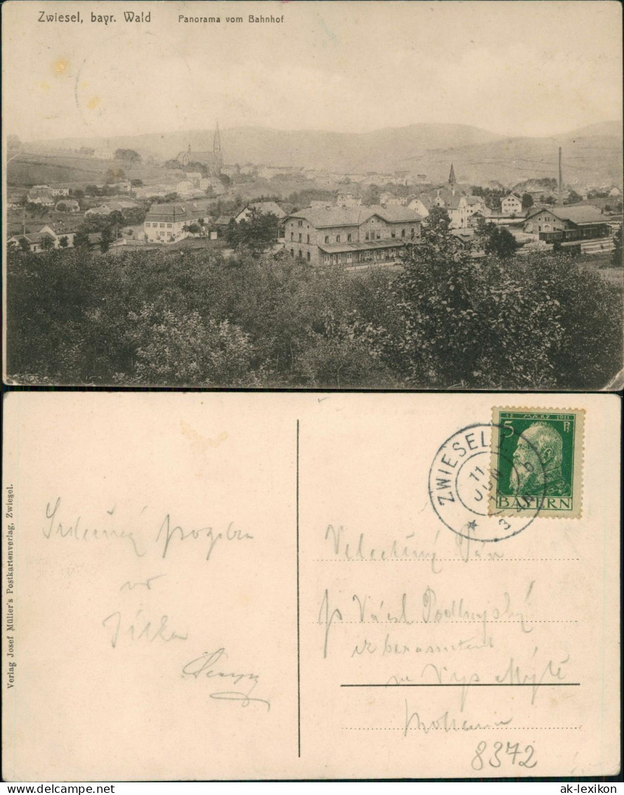Ansichtskarte Zwiesel Bahnhof Und Stadt 1911 - Zwiesel
