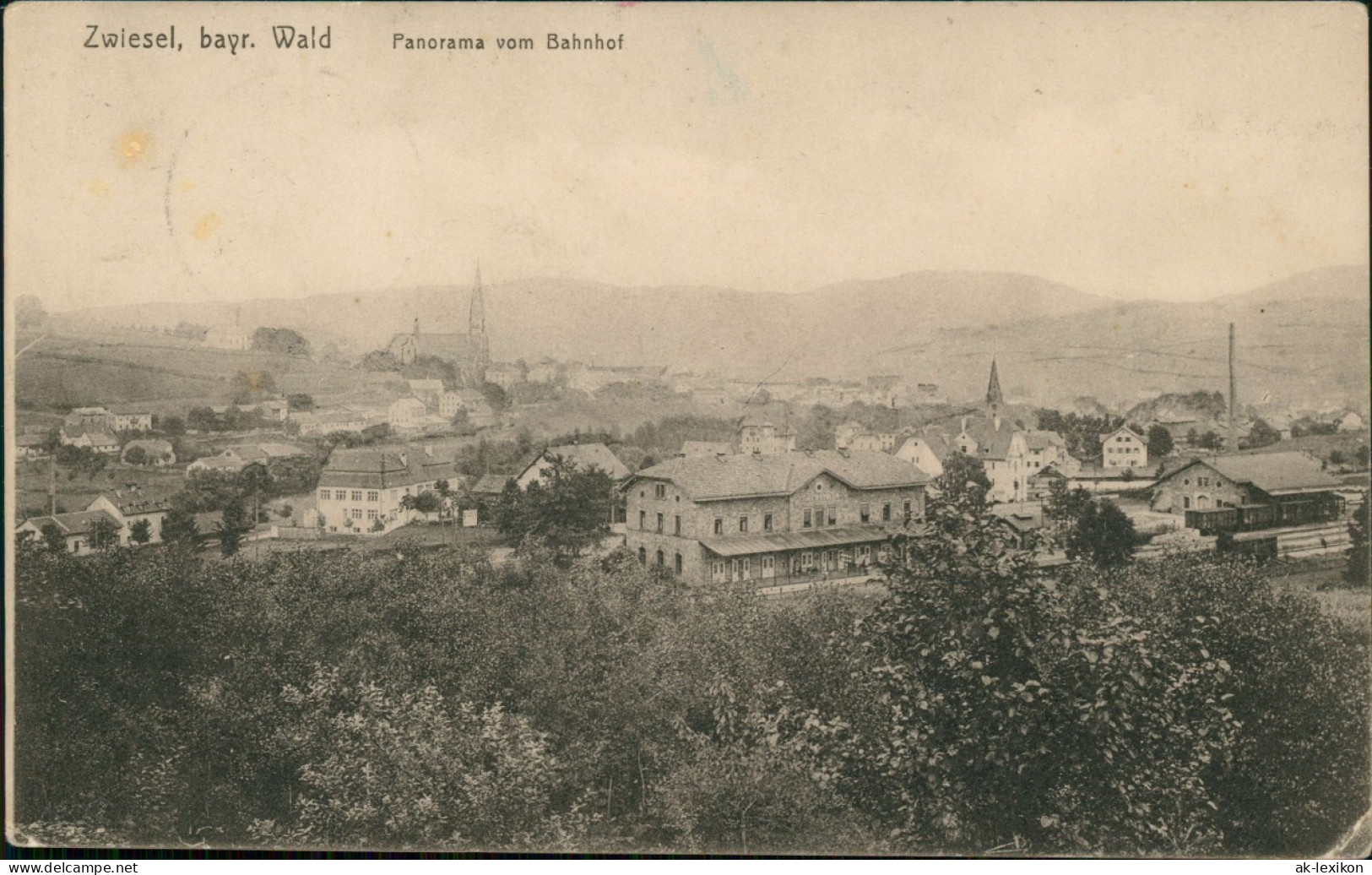 Ansichtskarte Zwiesel Bahnhof Und Stadt 1911 - Zwiesel