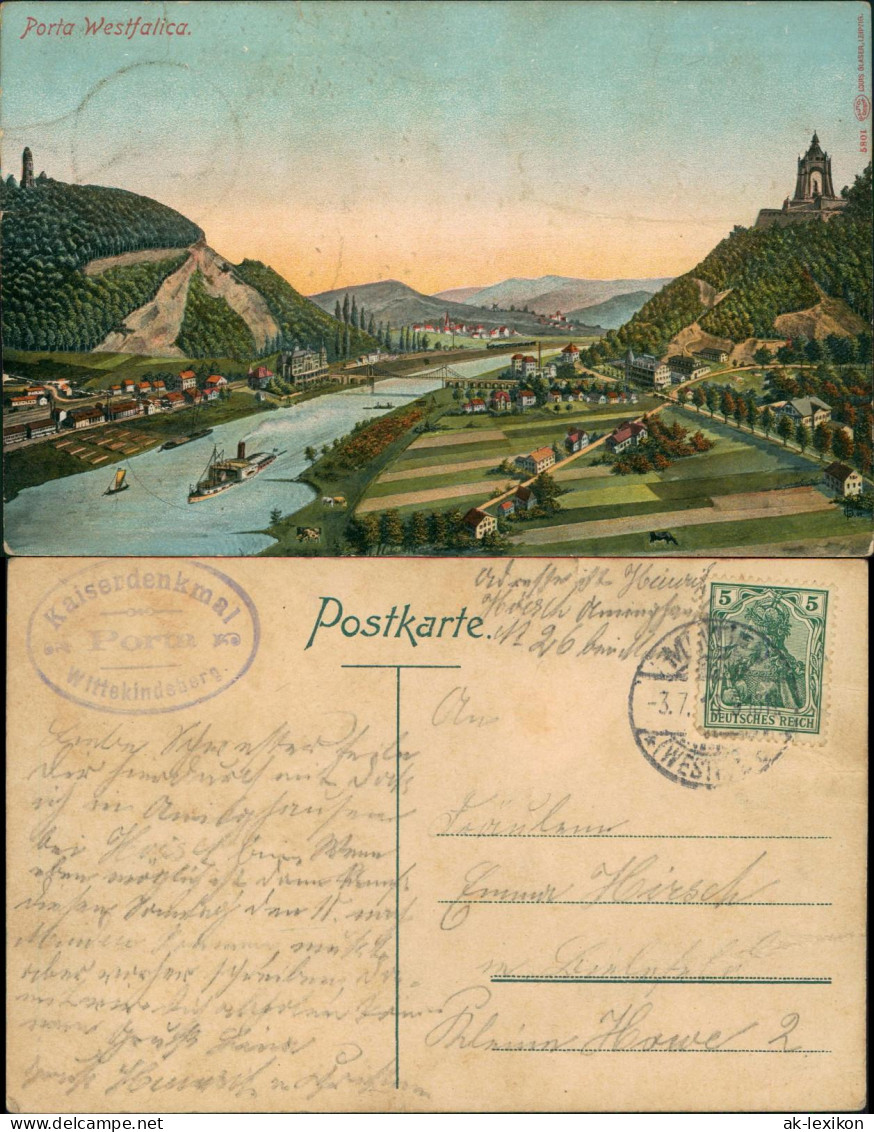 Ansichtskarte Porta Westfalica Künstlerkarte Stadt 1908 - Porta Westfalica