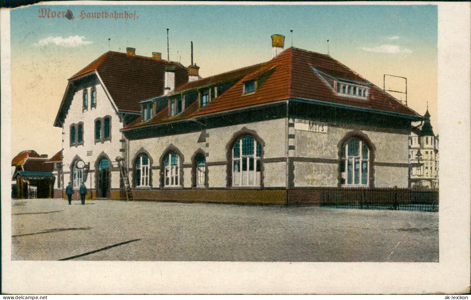 Ansichtskarte Moers Bahnhof 1922  Gel. Feldpost Besatzung Belgien - Mörs