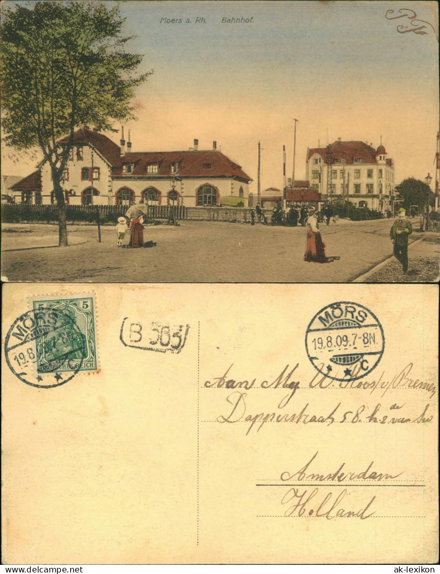 Ansichtskarte Moers Bahnhof 1909 - Moers