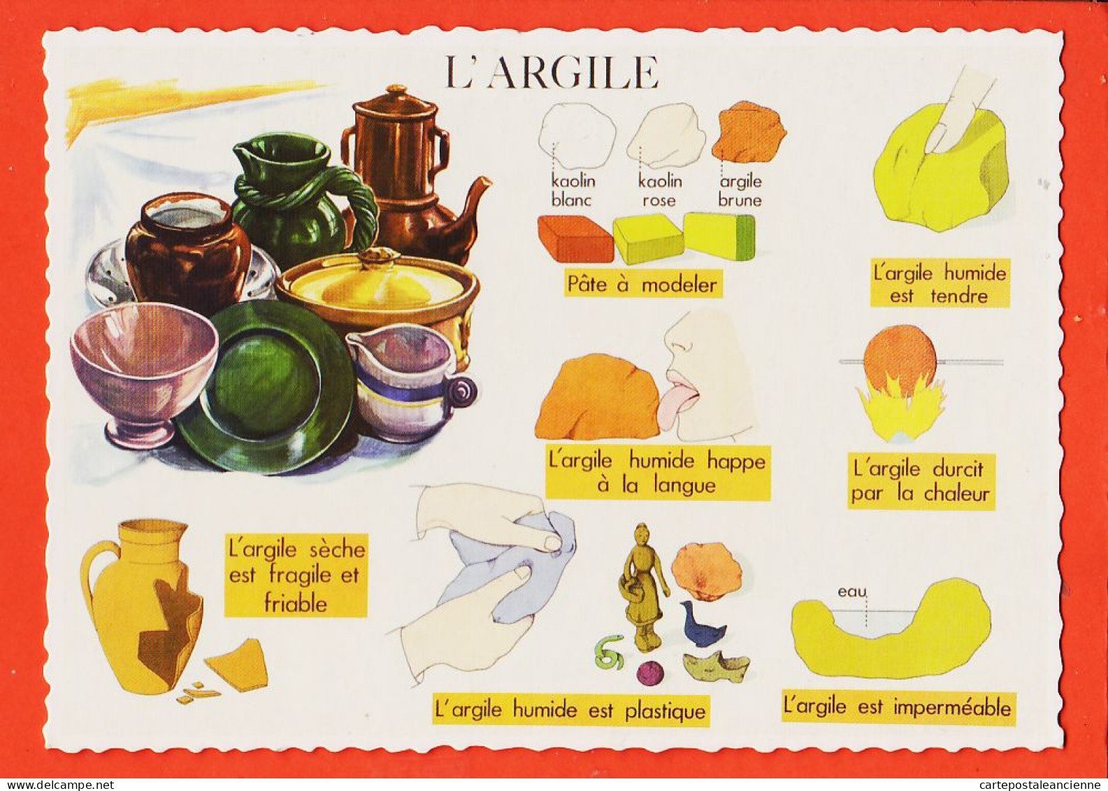 29406 / ⭐ L'ARGILE Carte Didactique Les Matières Leçons De Choses N°31 ROSSIGNOL Collection Comptoir De Famille 1960s - Genealogía