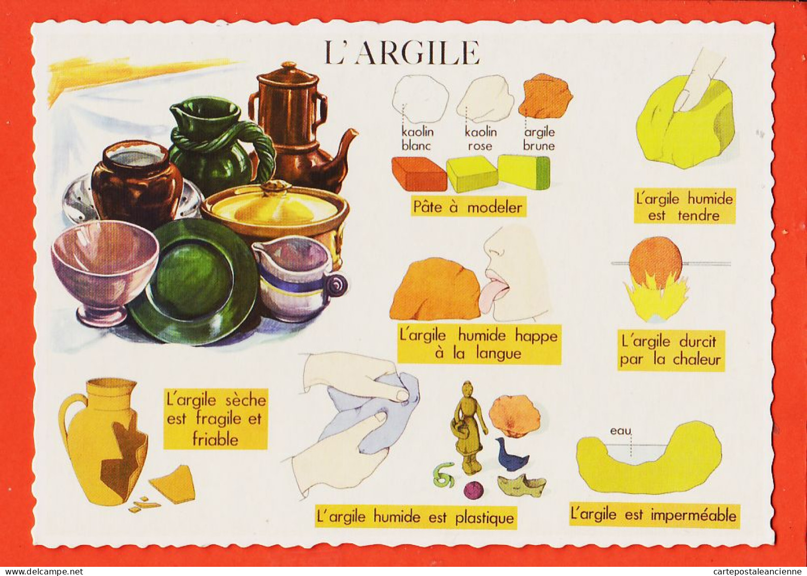 29406 / ⭐ L'ARGILE Carte Didactique Les Matières Leçons De Choses N°31 ROSSIGNOL Collection Comptoir De Famille 1960s - Genealogia