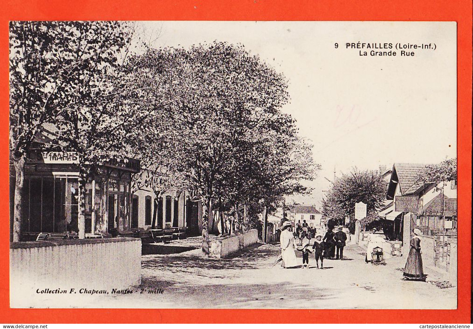 29014 / ⭐ PREFAILLES (44) Hotel SAINTE-MARIE Ste Animation Villageoise Grande Rue 1914 à Jules RAT Poitiers- CHAPEAU 9 - Préfailles