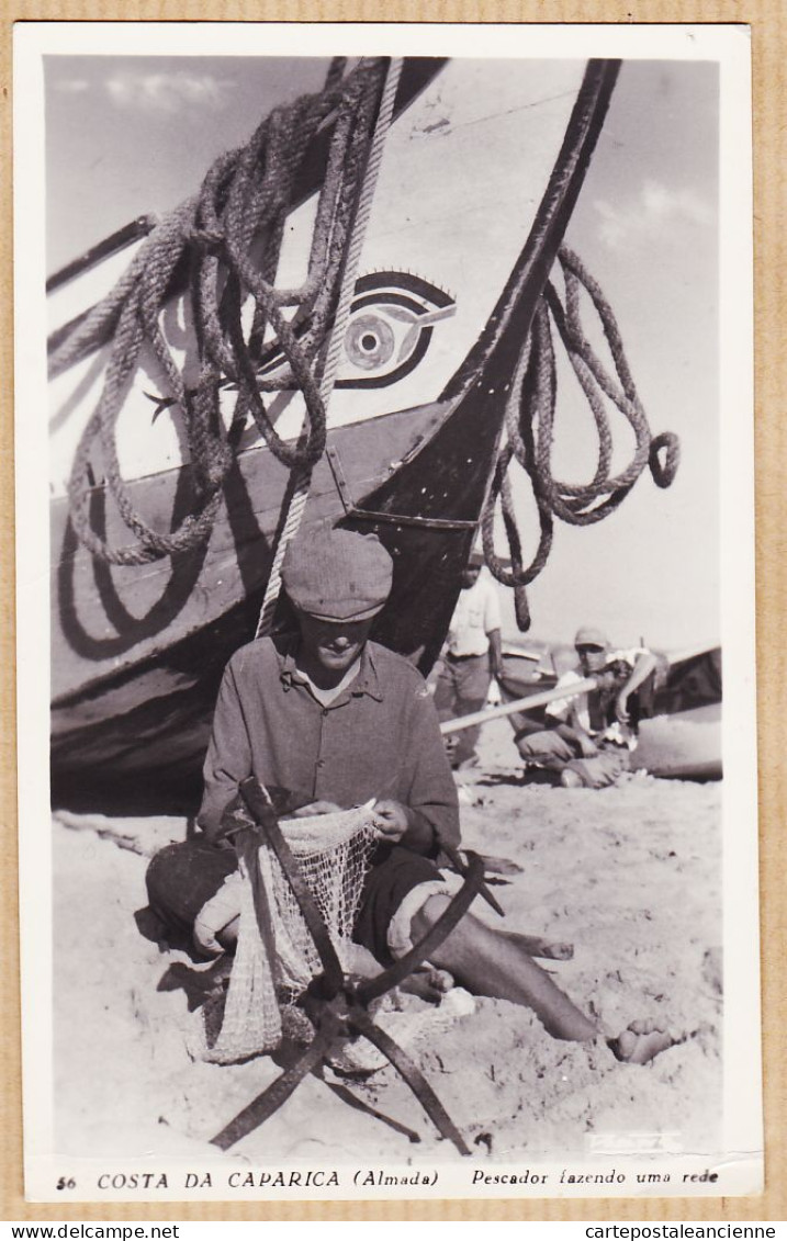 29159 / ⭐ ♥️ Costa Da CAPARICA Almada Pescador Fazendo Uma Rede Raccommodage Filet 1960- Foto LOTY 56 - Setúbal