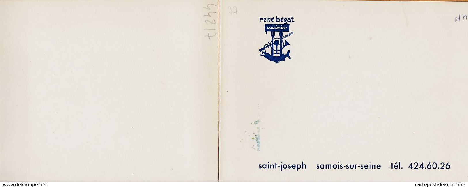 29226 / ⭐ ♥️ SAMOIS (77) Rocher De La TOUR Cuisinier René BEGAT Restaurant SAINT-JOSEPH Voeux Nouvelle Année 1970  St - Samois