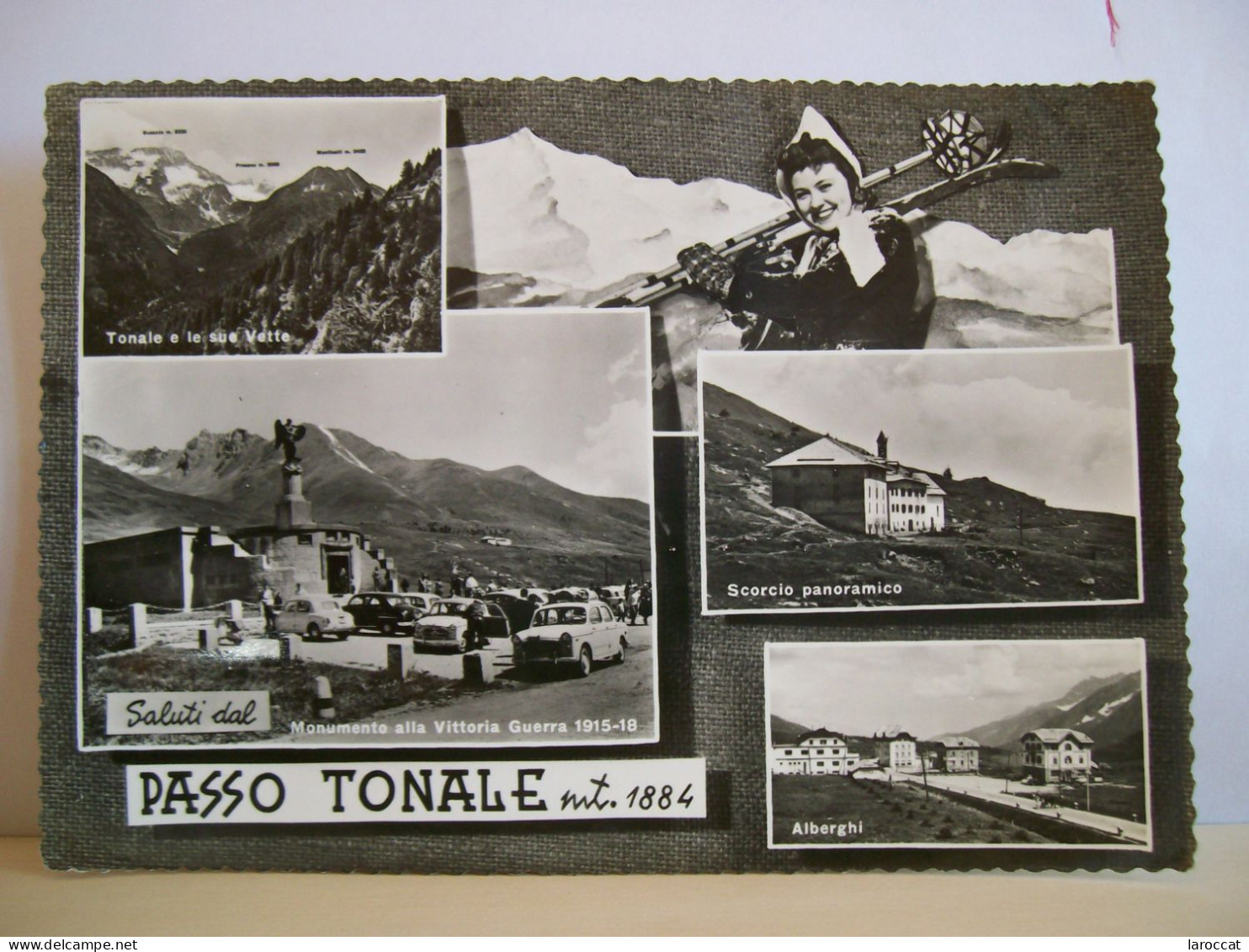 1962 - Trento - Saluti Dal Passo Del Tonale - Monumento Alla Vittoria Guerra 1915 - 1918 - Ragazza Con Gli Sci - Souvenir De...