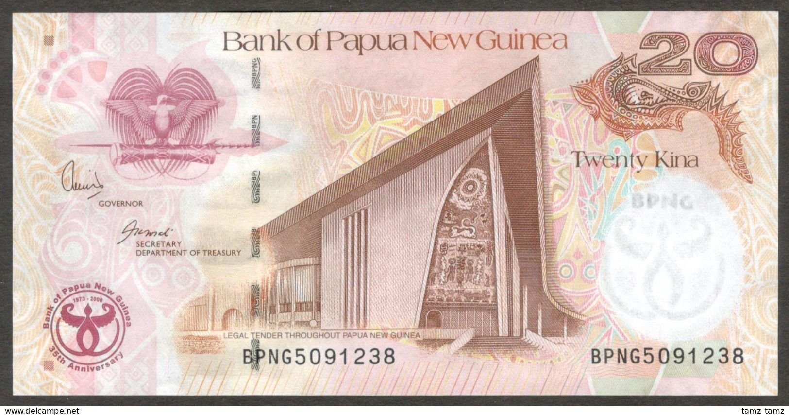 Papua New Guinea 20 Kina Commemorative 35th Year P-36 2008 UNC - Papua Nueva Guinea