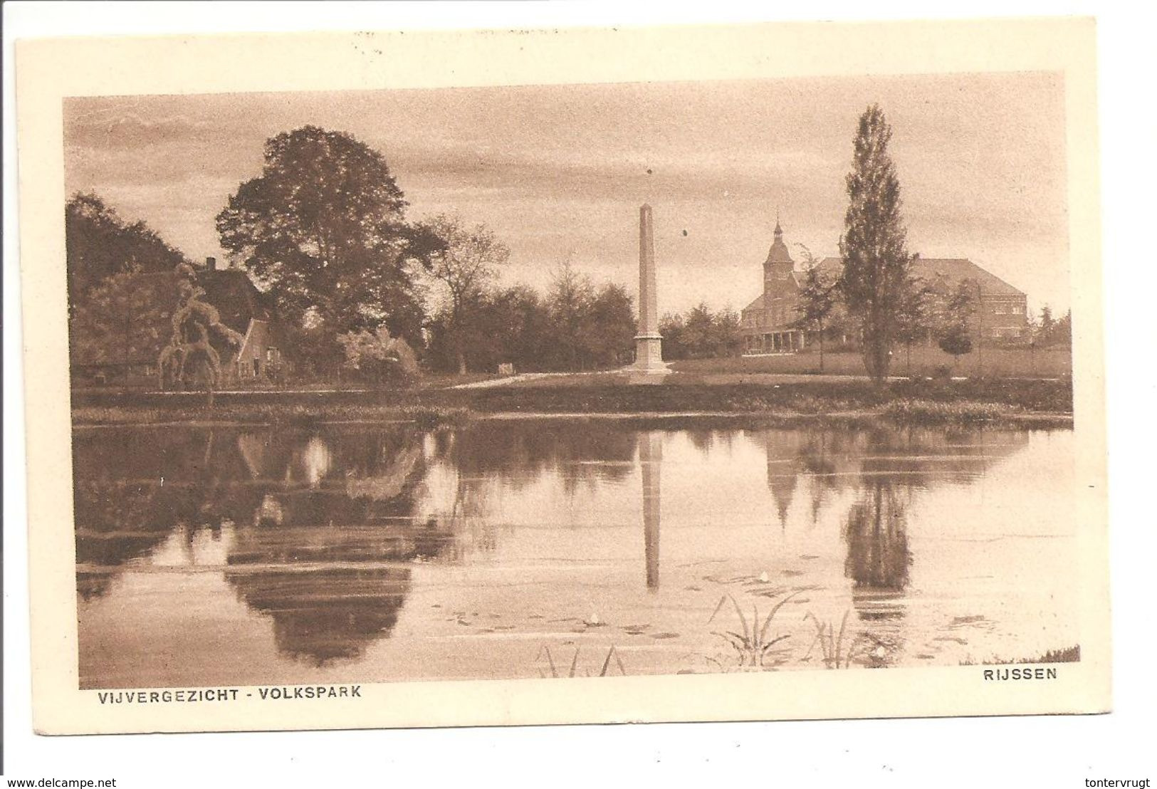 Rijssen. Vijvergezicht-Volkspark. Blokstempel Trein AMSTERDAM-OLDENZAAL III A - Rijssen