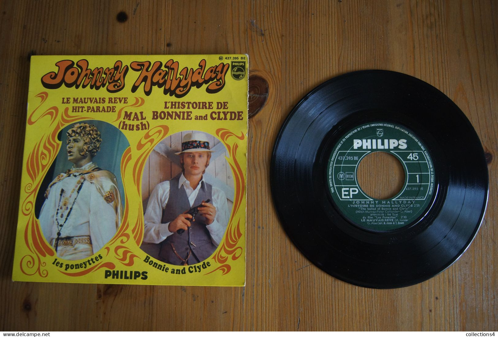 JOHNNY HALLYDAY  L HISTOIRE DE BONNIE AND CLYDE EP 1969 VARIANTE - 45 Rpm - Maxi-Singles